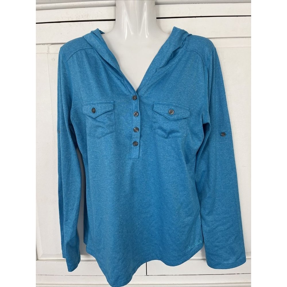 Marmot Lightweight Long Sleeve Shirt Top Turquoise Blue Hooded Women's M